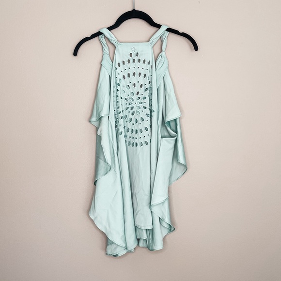 Racerback Tank with Eyelet Back Detail | Light Sage | Size Medium - Picture 2 of 2